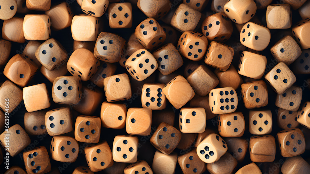 wooden dice on a wooden table