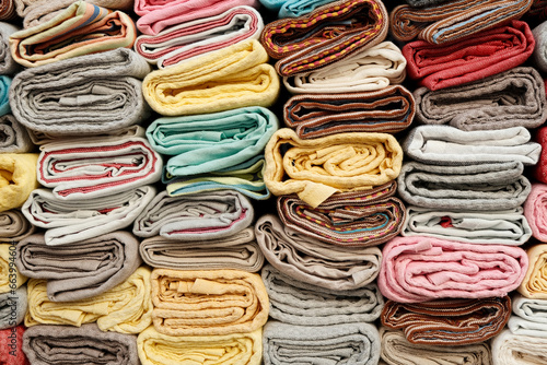 Colorful background of wrapped textiles