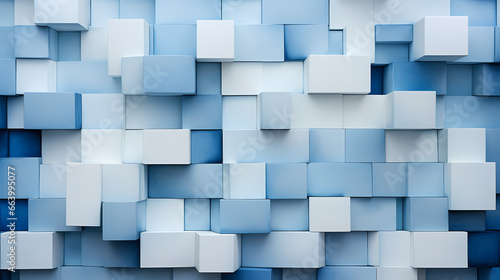 An architectural marvel of a wall meticulously assembled with light white-blue blocks  showcasing modern craftsmanship