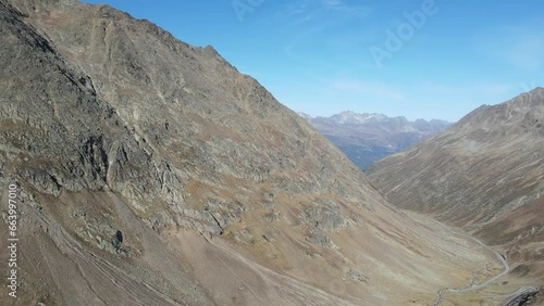 Drohnenaufnahme , Luftbild der Landschaft am Timmelsjoch