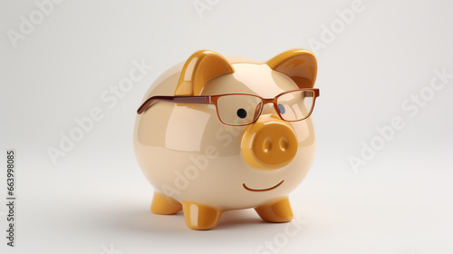 Hucha de cerdito con gafas photo