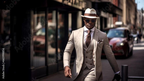 Stylish African Men in Classic Suits Posing random walking click street photography photo