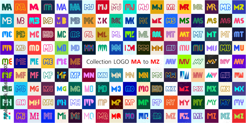 Collection LOGO MA to MZ. Abstract logos mega collection with letters. Geometrical abstract logos Collection LOGO MA to MZ. Abstract logos mega collection with letters. Geometrical abstract logos