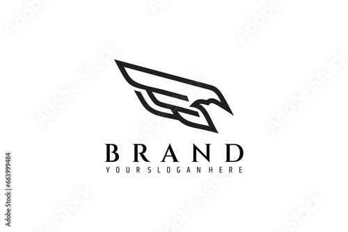 Abstract eagle bird. predatory bird symbol. line art design logo