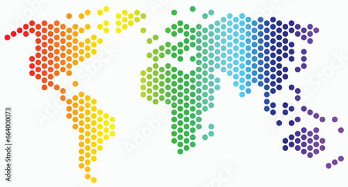 Circle shape world map on white background.
