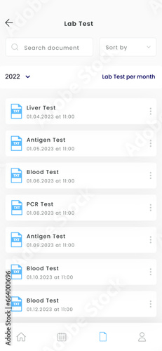 Lab Test and Laboratory Analysis, Health Clinic Check Blue App UI Kit Template