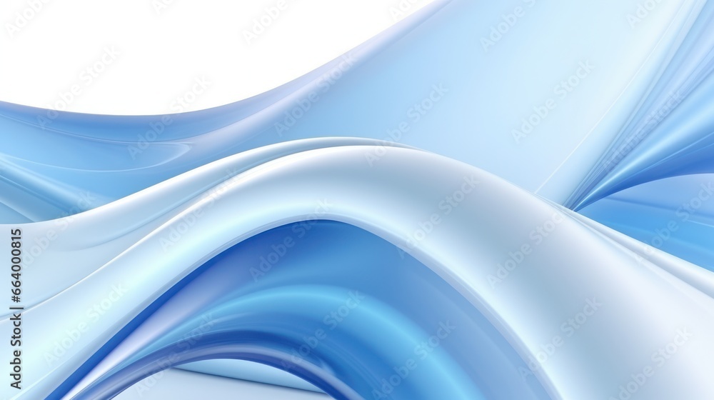 Obraz premium Futuristic abstract 3D light blue wavy curved lines background. Modern gradient illustration, minimal. Digital drawing for interior design, fashion textile, wallpaper, website