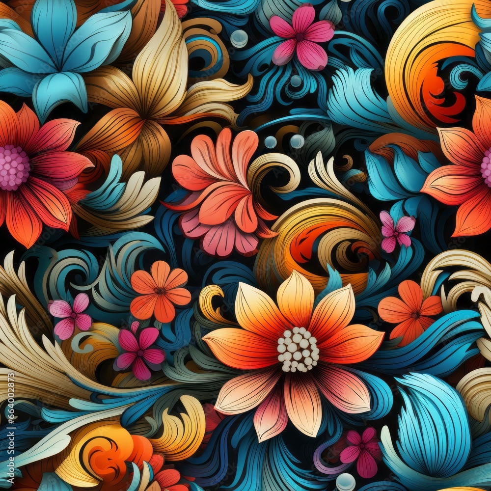 Colorful groovy boho paint seamless pattern Colorful groovy boho paint seamless pattern