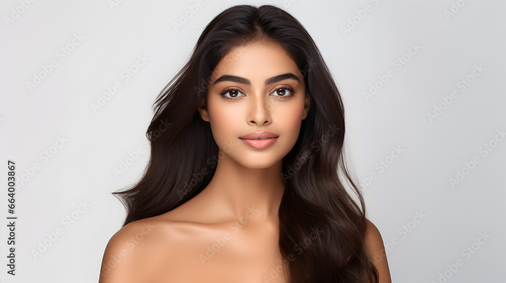 Fototapeta premium Close up of attractive young Indian asian woman with smooth skin