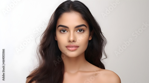 Close up of attractive young Indian asian woman with smooth skin