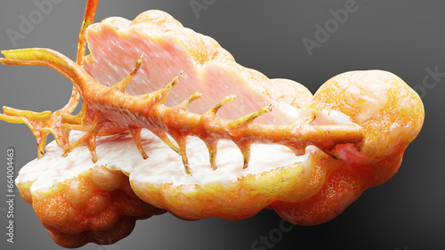 Human Pancreas Anatomy, 3D reander	
 photo
