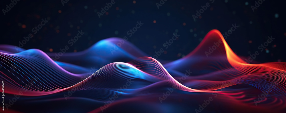 Obraz premium Digital abstract background. Can be used for technological processes, neural networks and AI, digital storages, sound and graphic forms, science, education, etc.