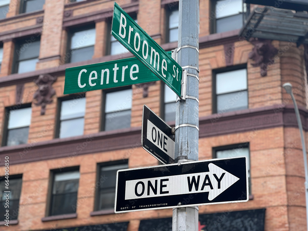 Obraz premium city street sign in New York, United States of America