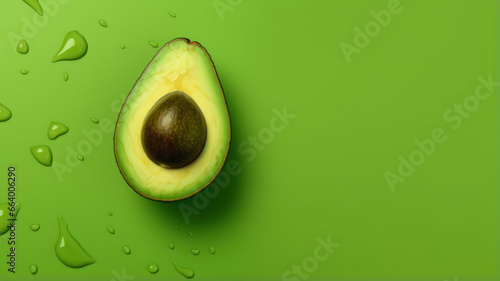 Avocado on Green Background, Colorful Minimalism