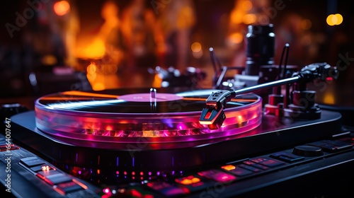 Turntable playing music at nightclub