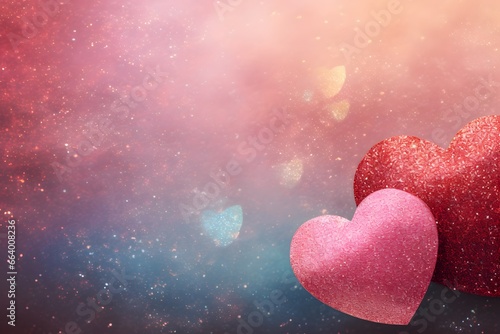 Valentine's Day love and romance with heart on glitter background.
