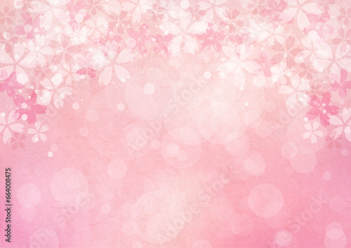 桜の水彩背景 春の和風お祝い事フレーム