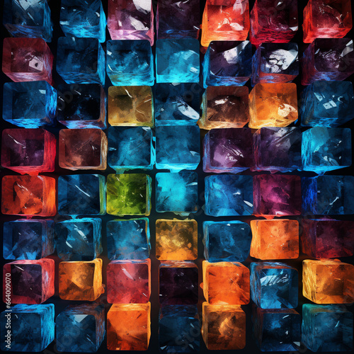 fondo abstracto con formas cubicas de cristal con diferentes colores