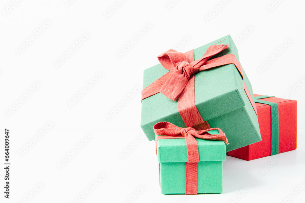 Present. Gift box with a bow. New Year's surprise. Red and green box with a gift Present. Gift box with a bow. New Year's surprise. Red and green box with a gift