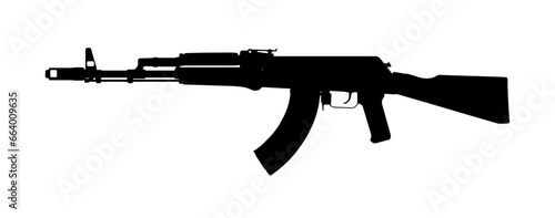 Silhouette of a Kalashnikov assault rifle. AK-74M. Vector illustration