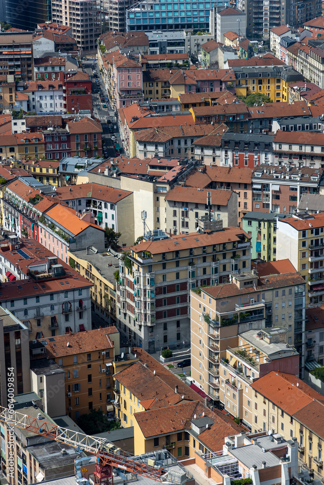 Aerial view of the city center of Milan
