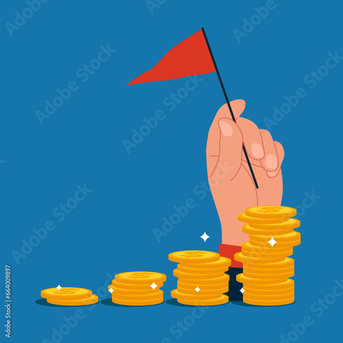 Reaching financial freedom. Business winning market share. Flat vector illustration