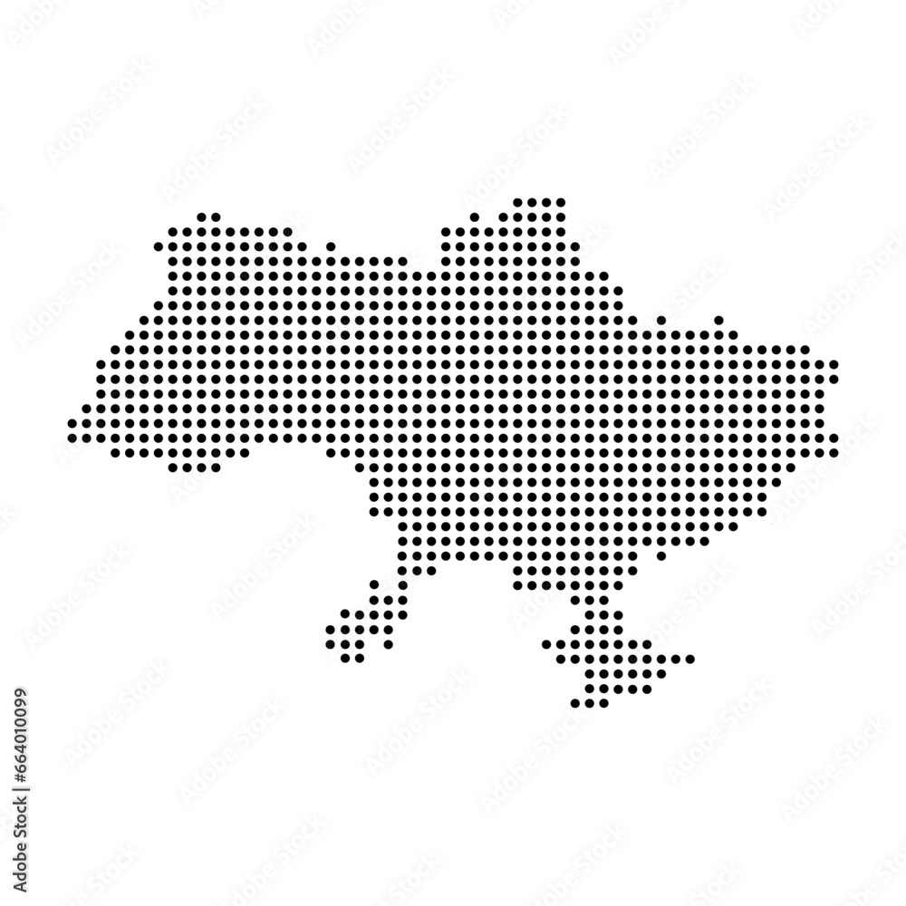 Vector map of Ukraine from black and white dot pattern. In pop art style for decoration of banner, poster, website, web technology