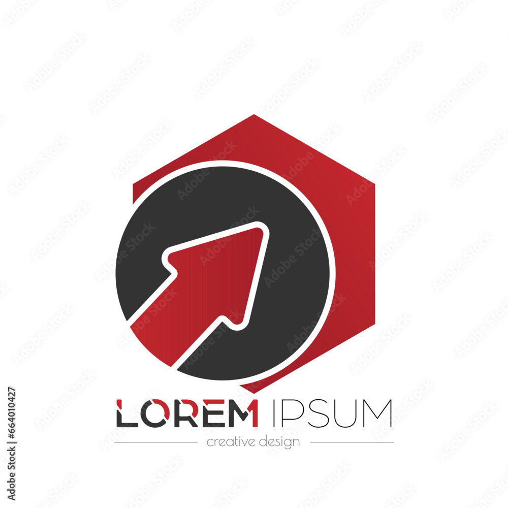 Company logo. An arrow in a circle and a hexagon. Template for a brand ...
