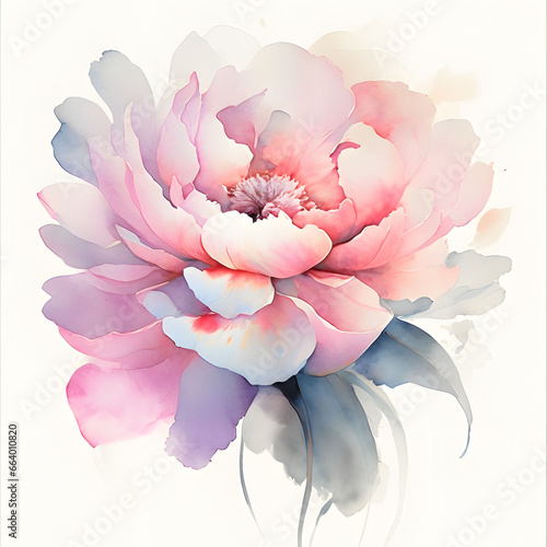 Peony Watercolor Flower and plant. Floral classic seamless print in shabby chic pattern and wallpaper
