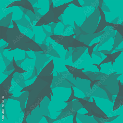 Shark silhouette seamless pattern. Vector illustration	