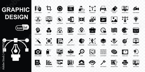 Graphic design flat icons. Simple  icons in a modern style flat, Creative Process. Graphic design , software and more. vector illustration. 