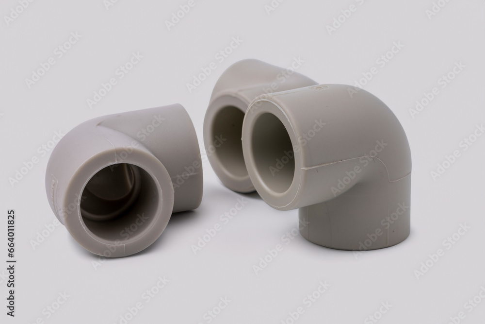Polypropylene couplings for welding pipes on white Polypropylene couplings for welding pipes on white
