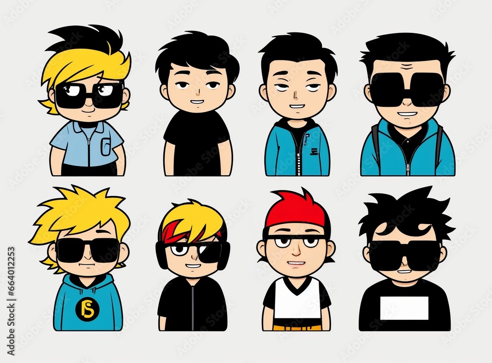 character icon set,cartoon sticker character character icon set,cartoon sticker character