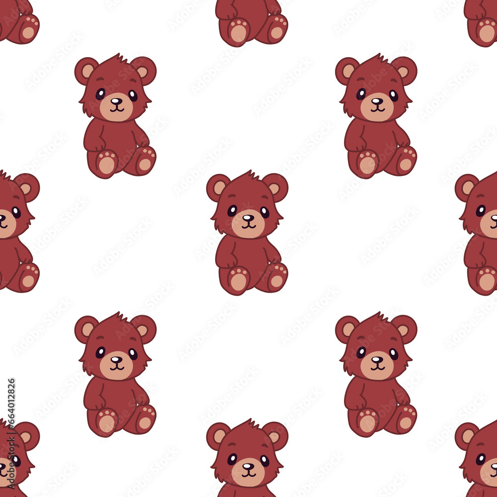 pattern with brown teddy bears, cartoon bear pattern with brown teddy bears, cartoon bear