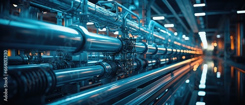 Tela An industrial plant in focus, displaying the intricate pipeline and pipe rack within the petroleum, chemical, hydrogen, or ammonia industry