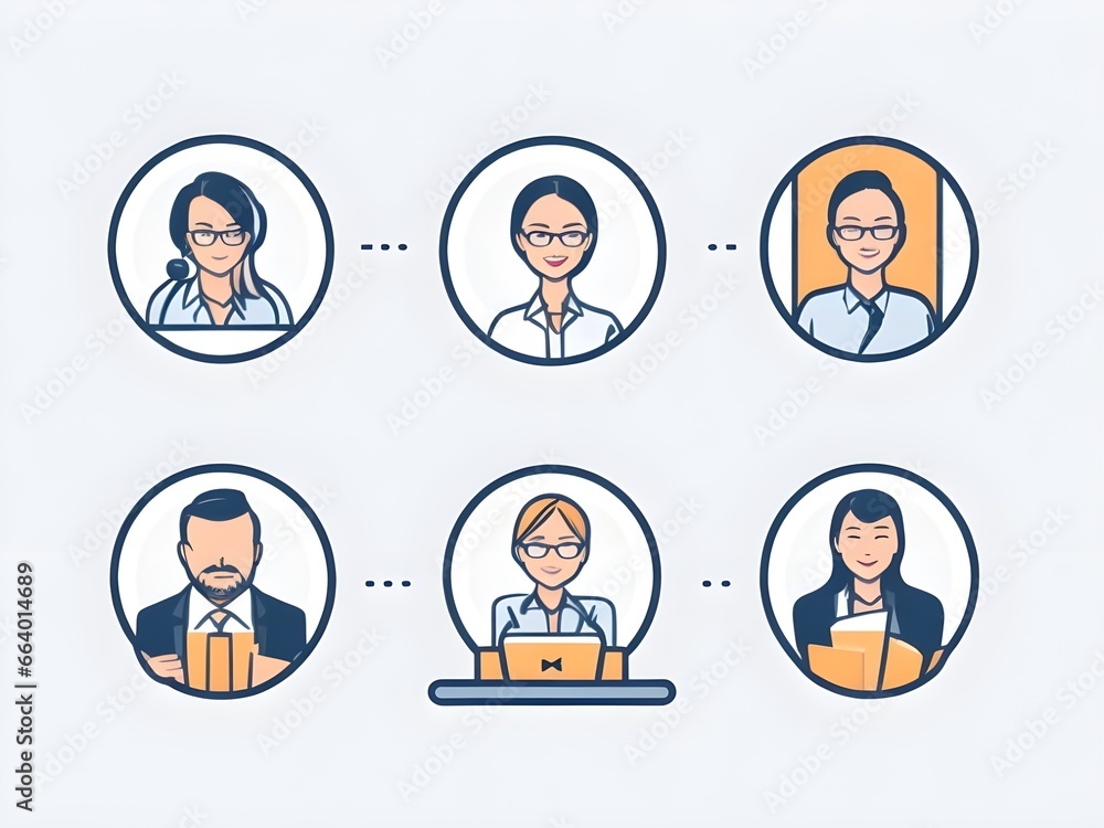 illustration of business people icon set
