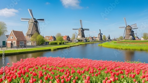 dutch windmill in the country photo