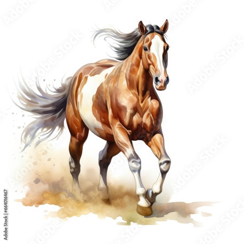 Horse running in watercolor design.