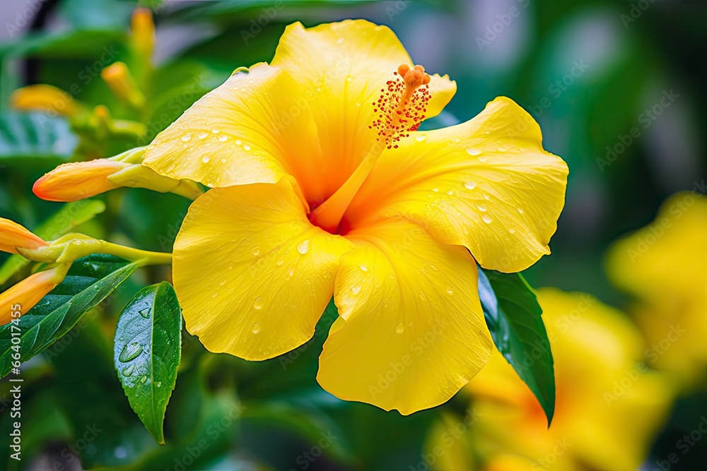 Close up beautiful yellow hibiscus flower. Close up beautiful yellow hibiscus flower.