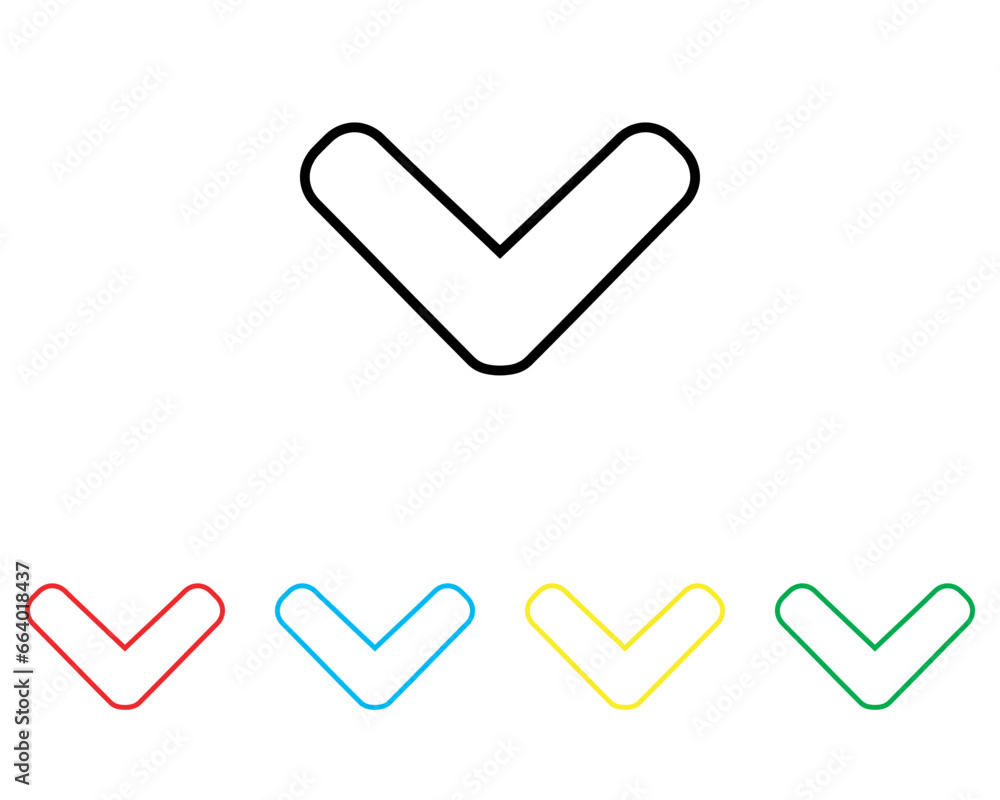 Down arrow icon vector. Scroll Down icon sign symbol in trendy flat style. Set elements in colored icons. Down arrow vector icon illustration isolated on white background Down arrow icon vector. Scroll Down icon sign symbol in trendy flat style. Set elements in colored icons. Down arrow vector icon illustration isolated on white background