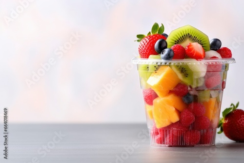 Fresh fruit salad to go with copy space.