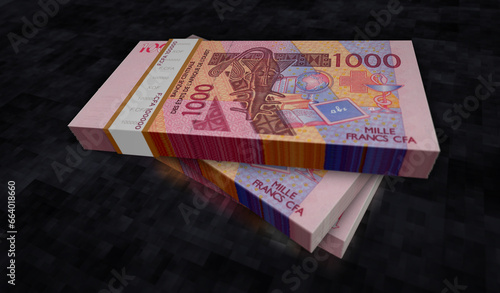 West African CFA Franc money banknotes pack 3d illustration photo