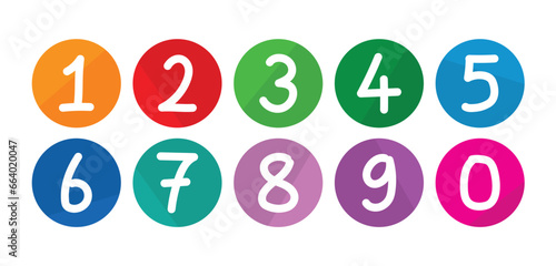 handwritten numbers. numbers in colorful rounds