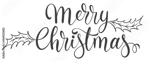 Merry christmas hand lettering calligraphy isolated on white background. Vector holiday illustration element. Merry Christmas script calligraphy photo