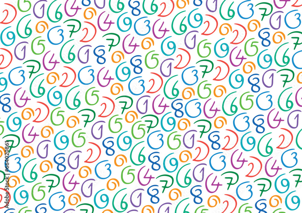 Fototapeta premium handwritten numbers background. hand drawn different form 0-9 numbers