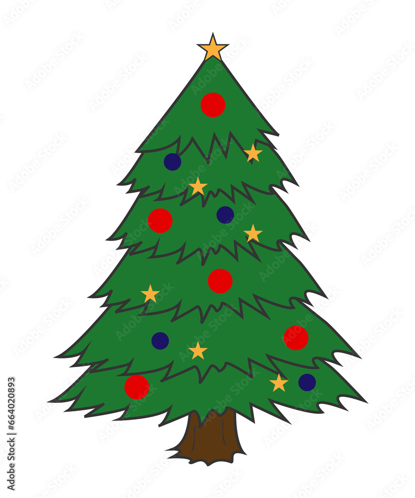 Fototapeta premium decorated christmas tree on transparent background 