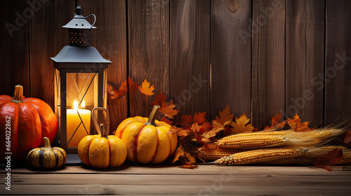 Wooden table, free space, with thanksgiving theme wood background