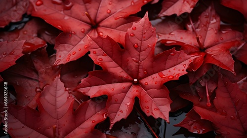 pile of red maple leaves background