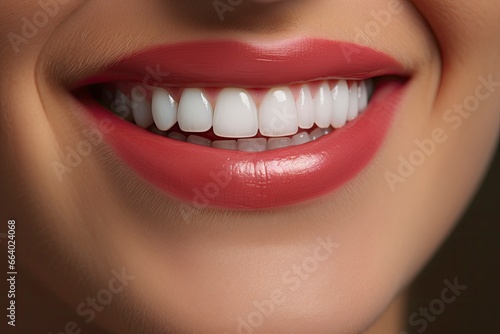 Close up of a smile with nice white teeth.