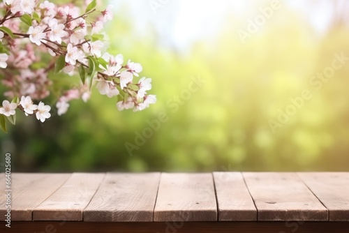 wooden desk of free space and spring time